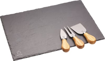 Artesà leistenen kaasmes en kaasplankset in geschenkverpakking, 4-delig