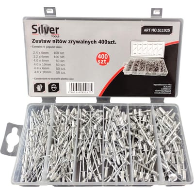 Silver - Set van Trekpopnagels - 2,4 - 4,8mm - Aluminium - 400 stuks