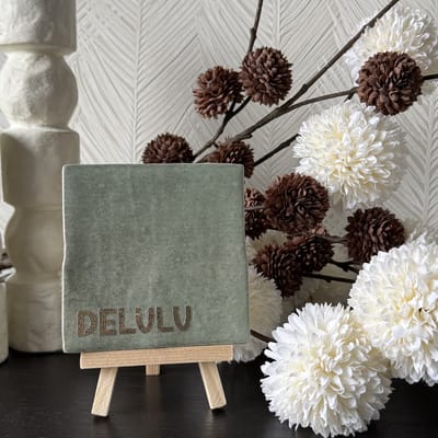 Hartjespost | Tegeltje Delulu groen, goud | schoencadeautjes sinterklaas | tegeltjes met tekst | spreuktegel | tegeltjeswijsheden | cadeau | Christmas | Xmas | kerstmis | decoratie kerst | delulu | delusional | 10x10