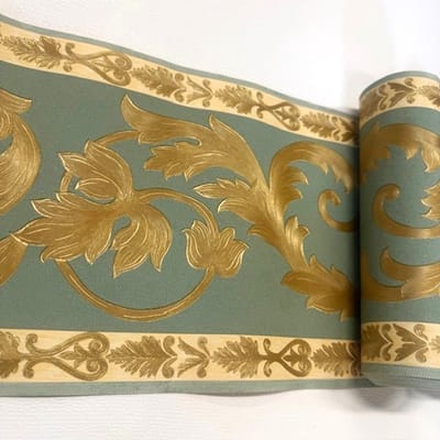 behangrand groen met goude bladeren Klassiek Rasch 457148