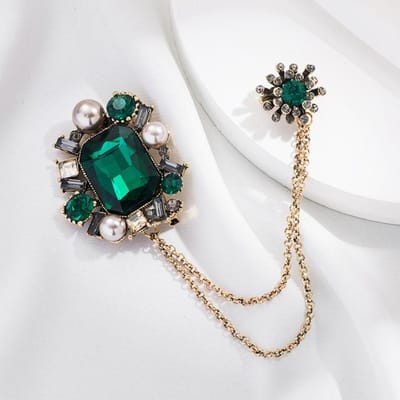 Vrouwen Mannen Kleurrijke Strass Sieraden Broches Kettingen Vintage Barokke Spelden Voor Dame Luxe Kristal Parel Feest Broche Speld Badges black