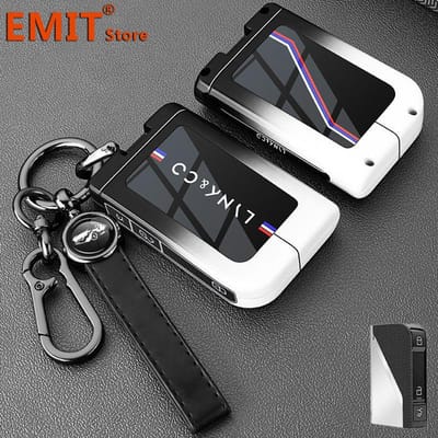 Étui Porte-Clés de Voiture en Alliage de Zinc Pour Lynk&Co 01 02 03 05 07 09 Emp Lynkco 06 Lynk Co Coque de Protection à Distance Porte-Clés Accessoires Key Case for LYNKCO black