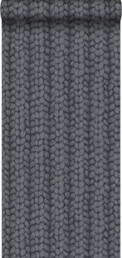 ESTAhome behang grof breisel zwart - 53 cm x 10.05 m - 148345