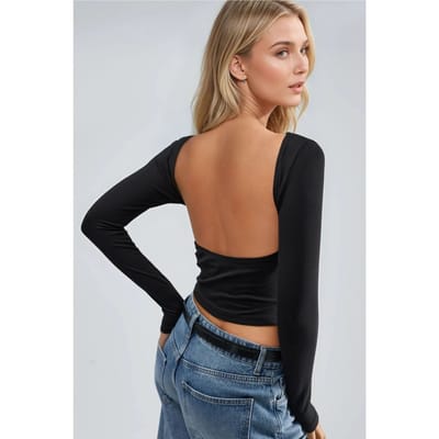 Slim Fit Crop Blouse met Rugdetail