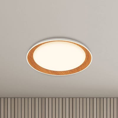 BRILONER Ijus - LED Plafondlamp met houtdecor - plafonniere met elegante lichtrand - warm wit licht - 24W - Ø43cm