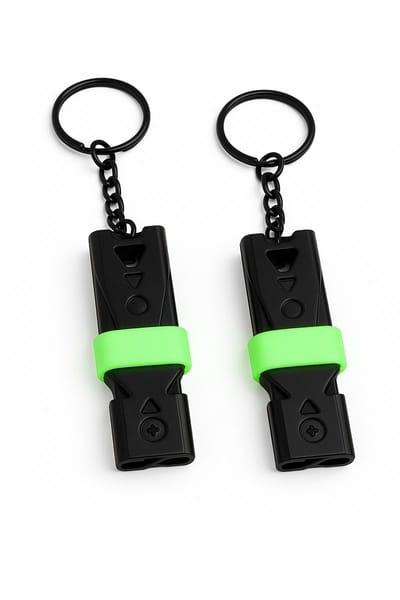 Estacks wolvenfluitje - noodfluitje - 135 dB - 2x Persoonlijke alarmen - pepperspray - zelfverdediging - alarm sleutelhanger - glow in the dark
