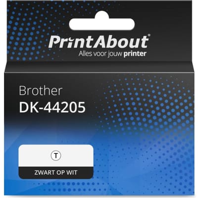 PrintAbout huismerk Etiket DK-44205 Zwart op wit (62  mm) Geschikt voor Brother