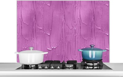 Spatscherm Keuken - Kookplaat Achterwand - Spatwand Fornuis - 100x65 cm - Patronen - Verf - Paars - Aluminium - Wanddecoratie - Muurbeschermer - Hittebestendig
