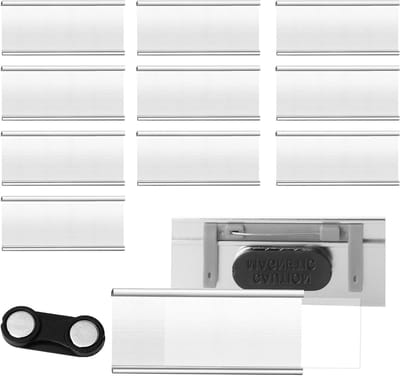 Set van 10 Aluminium Naamplaatjes met Sterke Dubbele Magneten en Veiligheidsspeld voor Kleding, Professionele Naamplaatjes met Papieropening en Duurzaam Ontwerp