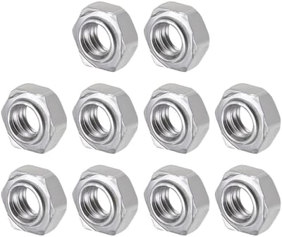 Hexagonale moeren van staal (draadmaat 1/4-20) - 10 stuks, carbon stalen moeren voor mechanische industrie en meubelreparatie