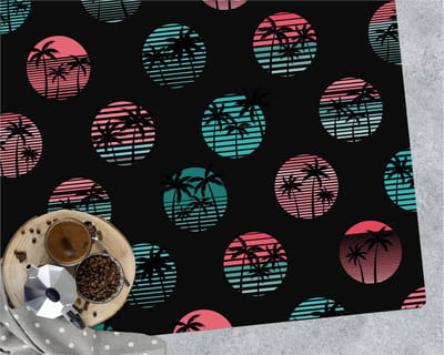 Coloray Vloerbeschermer - Retro palmbomen Vloerbeschermer Bureaustoel - 100x70 cm - Zwart Bureau Stoel Mat - Vloerbeschermer PVC - Mótif Bureaustoelmat - Rechthoekige Mat - Abstracties Thema