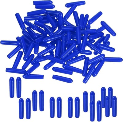 Ronde rubberen eindkappen 2mm ID - 100 stuks flexibele beschermhoezen voor metalen buizen en schroeven, blauw