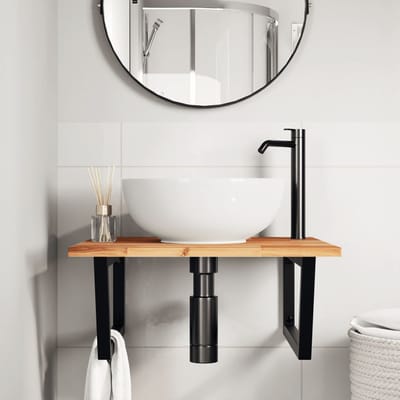 vidaXL - Badkamer - wandschap - staal - en - massief - acaciahout