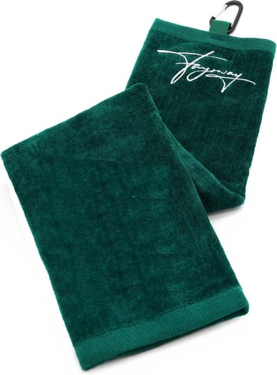 Golf Handdoek - Sportdoek - Clubs Reinigen - Met Karabijnhaak - 60 x 14 cm - Donkergroen