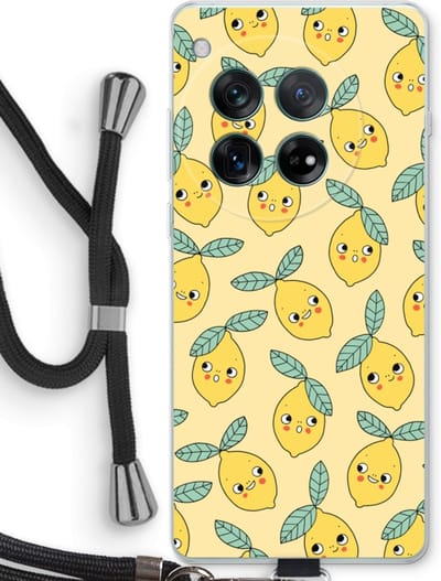 Case Company® - Hoesje met koord geschikt voor OnePlus 12r hoesje met Koord - Citroenen - Telefoonhoesje met Zwart Koord - Bescherming aan alle Kanten en Over de Schermrand