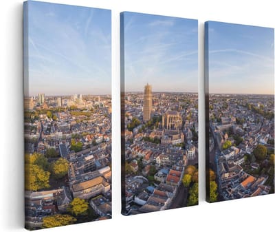 Artaza Canvas Schilderij Drieluik Utrecht Vanuit De Lucht - 120x80 - Foto Op Canvas - Canvas Print