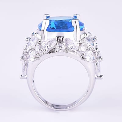 Dames S 925 Zilver Waterdruppel Peer Vormig Saffier Zirconia Ring Verloving Bruiloft Cadeau Sieraden Ring Groothandel 7 gray
