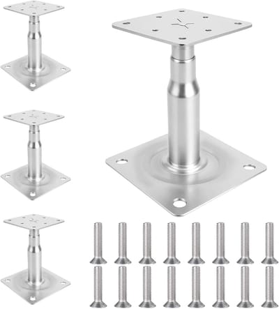 Verstelbare Post Steunen Set van 4, Hoogte Instelbaar van 100-130 mm, Ideaal voor Hekken, Carports en Pergola's