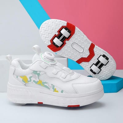 Kinderen Wegloop Schoenen Student Katrol Schoenen Vierwiel Verwijderbaar Buitenwiel Schoenen Schaatsen Roller Skates 38 white