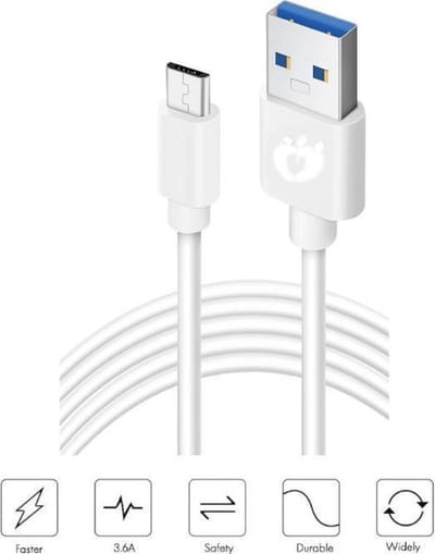 Olesit Micro USB 1 Meter Fast Charge 3.6A – Snelle Oplaadkabel - Veilig laden - Data Sync & Transfer - Wit