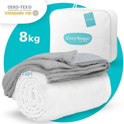 CozySense® Verzwaringsdeken 8 kg - Weighted Blanket - Zwaartedeken met GLASS-Flow® Drukverdeling - Inclusief Wasbare Hoes - 140x200 cm - Grijs