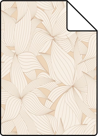 Proefstaal ESTAhome behang getekende bladeren zand beige en licht terracotta - 26.5 x 21 cm - 139497-S