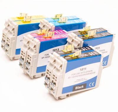 Epson 18XL / C13T18124010 - Inktcartridge Multipack 10-delig - 5x Zwart, 1x Cyaan, 1x Magenta, 1x Geel, 2x Cyaan|geel|magenta|zwart - Huismerk Compatible - Geschikt voor Epson Expression Home XP102 Epson Expression Home XP202
