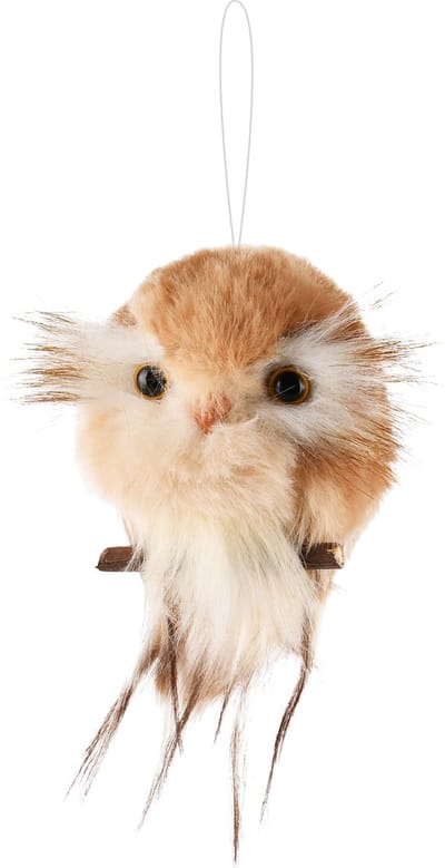 Dekoratief | Hanger uil, bruin, stof, 7x6x11cm | A245669