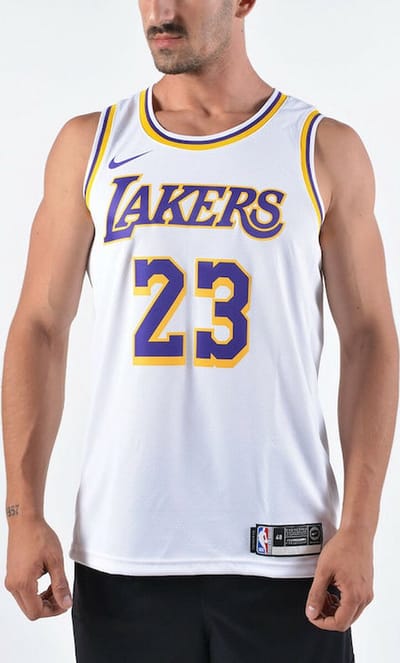 Nike Lakers Association Edition Swingman Nike NBA-jersey - Trainingspak - Maat XXL - Wit/Amarillo/Field Purple / Wit Paars - Lakers - Basketbal - Unisex Trainingspak