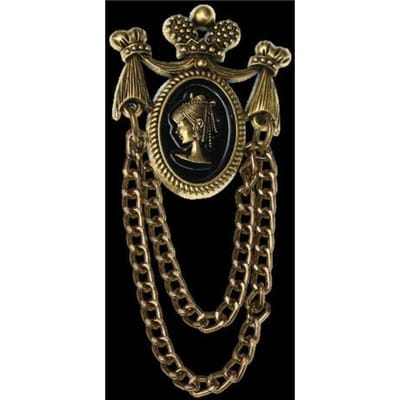 Broche à pompon vintage en forme de chaîne pour femme et homme, accessoire de mode, accessoire de costume, couronne, tête de beauté black