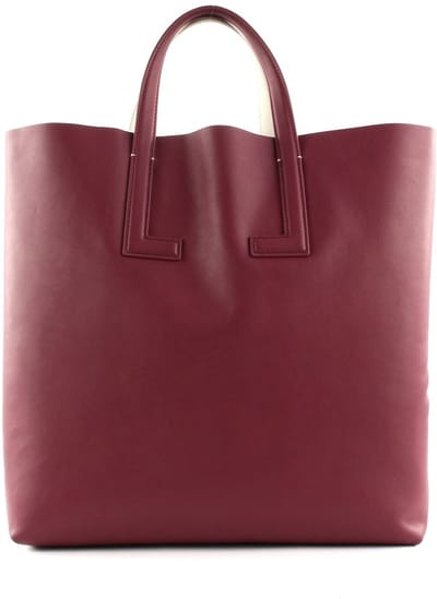 LACOSTE Leren Handtas Schoudertas Fashion Show Double Tote Bag Cream-White Cerise Wit Rood