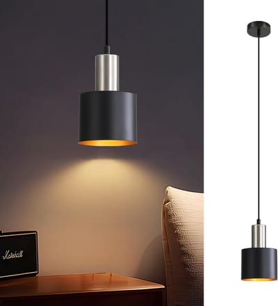 Glitzerlife - Plafondspot Plafondlamp - vintage industriële zwarte metalen hanglamp eettafel - 1xE27 fitting - opbouwspots - in hoogte verstelbaar - metaal - Ø12cm - zwart