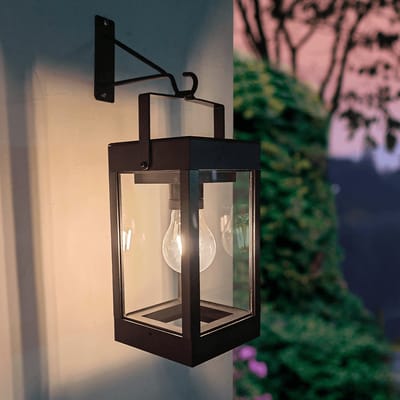 Solar wandlamp buiten 'Cube' - Warm wit licht - Met beugel - Led filament - Tuinverlichting op zonne-energie - Zwart