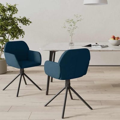 vidaXL - Eetkamerstoelen - draaibaar - 2 - st - fluweel - blauw