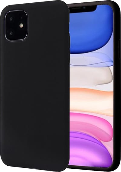 Hoesje geschikt voor iPhone 11 - Matte Back Cover Microvezel Siliconen Case Hoes Zwart