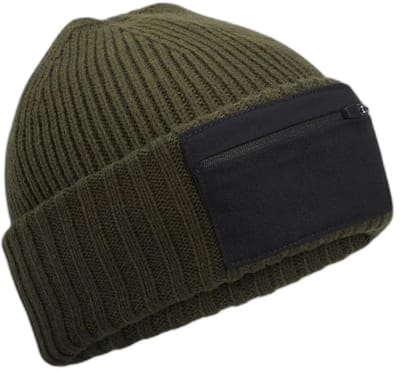 Zip Patch Beanie – Military Green/Black One Size