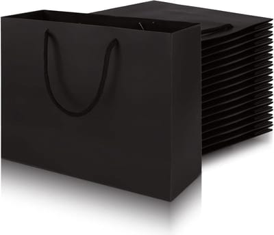 20 geschenkzakjes zwart 27 x 10 x 21 cm met handvat - Kraftzakjes voor Kerst, verjaardag, bruiloft, feest en winkelen