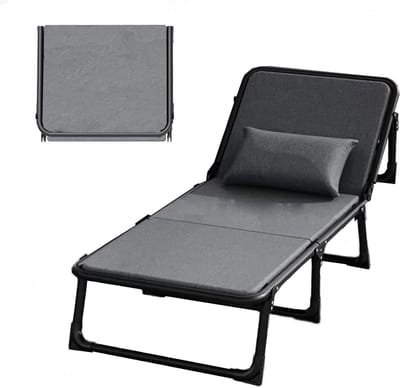 Vouwbed met Matras - Opklapbed Gastenbed - Comfortabel Slapen - 6-voudig Verstelbaar - 190 x 68 x 31 cm - Grijs