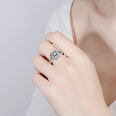 925 Sterling Zilver Afrikaanse Sieraden Ring Vrouwen Vierkant Witte Diamant Bizuteria Zilver 925 Sieraden Moissanite Bruiloftsring Ringen Resizable