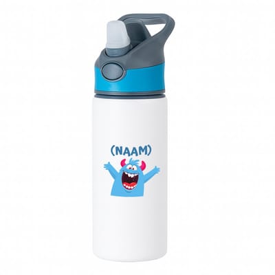 Hacebo® - Blauwe monster waterfles met rietje blauw - Monster - kinderen - leuk cadeau voor mijn kind - verjaardagscadeau - kado - gift - vriendelijke monster - water fles - 650ML