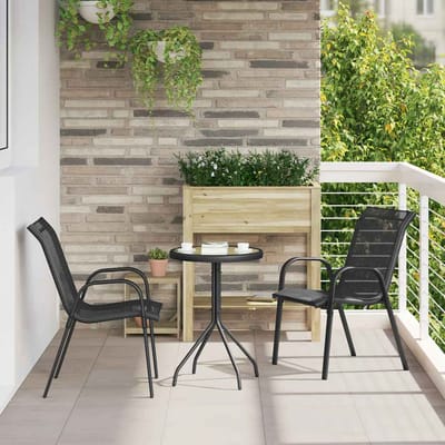 vidaXL - Tuinstoelen - stapelbaar - 2 - st - textileen - stof - zwart