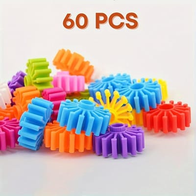 60 stuks Tandwiel Assemblage Bouwstenen - Praktisch Speelgoed voor Kinderen voor STEM Leren & Creatieve Betrokkenheid