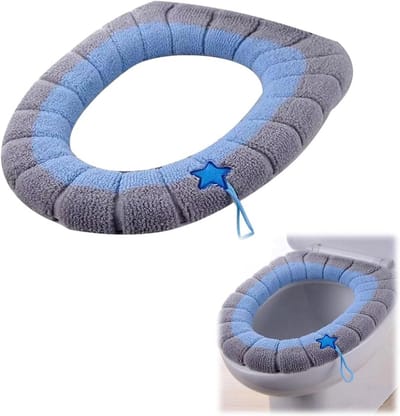 Toiletbrilhoes in Blauw - Zacht Toiletstoelhoes Kussenpad met Dikke Vulling