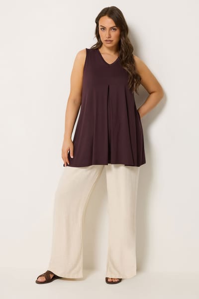 Yours Chocoladebruine Top Met Geplooide Voorkant Size 42