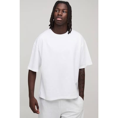 Essential Oversized Boxy Crew Neck T-Shirt | White | Size XS