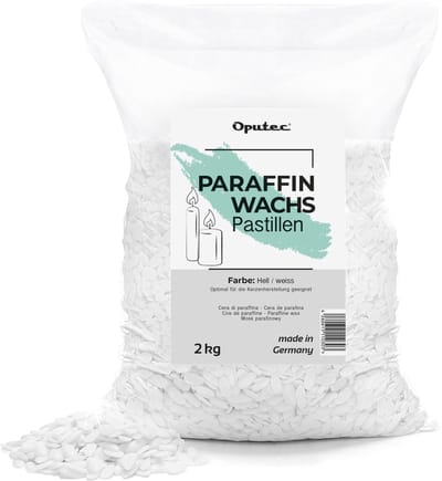 Oputec 2kg paraffinewas pastilles | kaarsenwas wit | gietwas | zelf kaarsen maken | smeltpunt 55–59°C | made in Germany