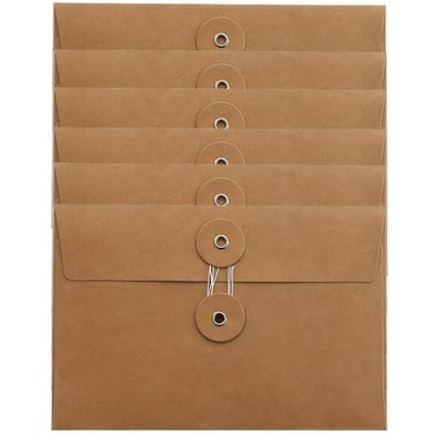 Lot de 6 enveloppes vintage, portables, simples, épaisses et de qualité supérieure, pour étudiants, sacs de rangement en papier kraft, pochettes de classement enveloppantes Pack of 6