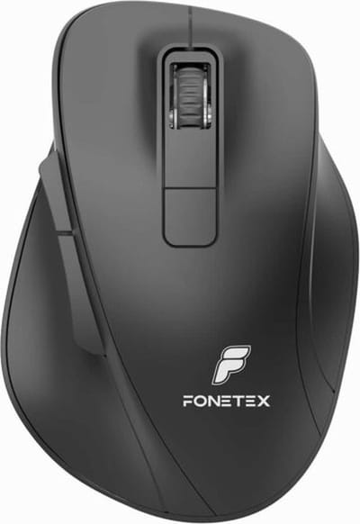 FoneTex draadloze muis met duimsteun - Draadloos + Bluetooth V5.0 - Ergonomisch - Stille muis - Zwart