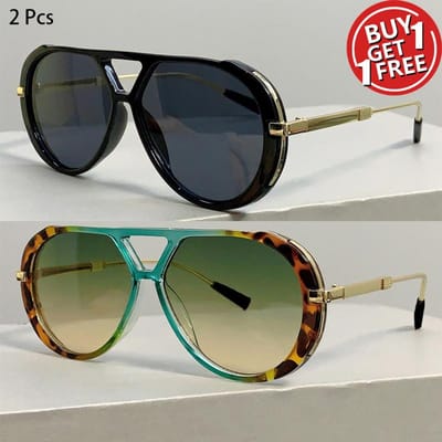 Lunettes de Soleil Dégradé Multi-couleurs Style Double Pont Décontracté Tendance pour Femmes - Design de Luxe 12 Pcs Lunettes de Soleil Pilote Vintage without case