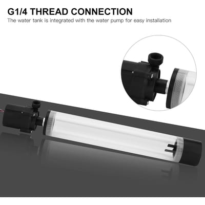 Acryl Computer DIY Waterkoeling Tank Cilinder Reservoir 19W Pomp G14 300mm 300mm black